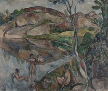 Boys swimming, 1914. Creator: Per Deberitz