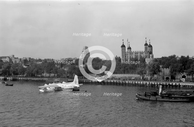 BOAC Short Sunderland flying boat in the Pool of London, c1945-c1965. Artist: SW Rawlings
