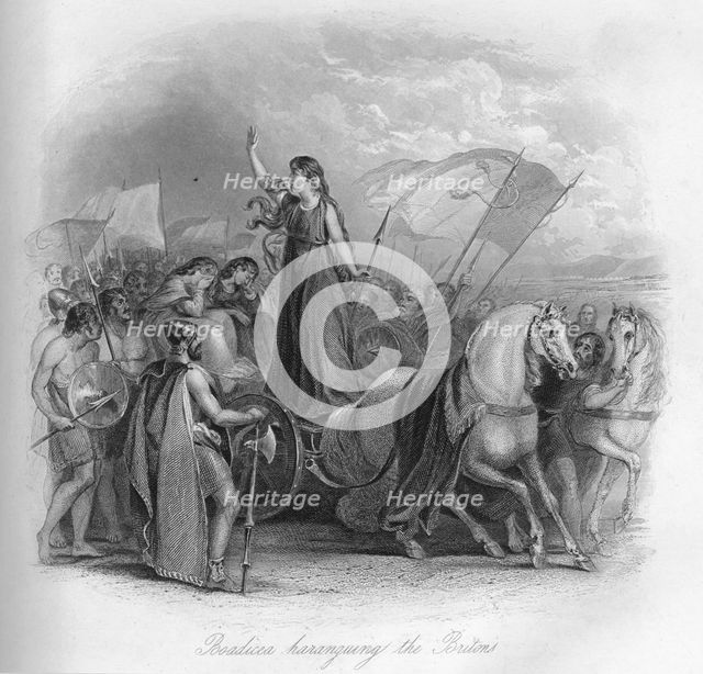 'Boadicea haranguing the Britons', 1859. Artist: Unknown.