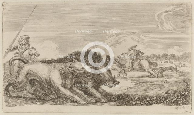 Boar Chased by a Dog. Creator: Stefano della Bella.