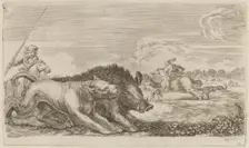Boar Chased by a Dog. Creator: Stefano della Bella