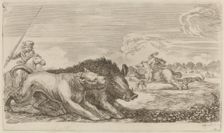 Boar Chased by a Dog. Creator: Stefano della Bella