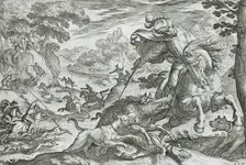 Boar Hunt, 16th century. Creator: Antonio Tempesta