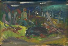 Boar Hunt, around 1930-1935. Creator: Arnold Peter Weisz-Kubincan