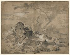 Boar Hunt, c. 1672. Creator: Abraham Hondius (Dutch, c. 1625-1695)