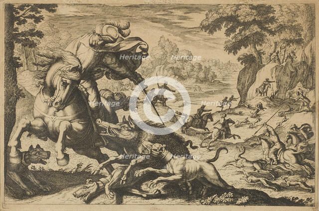 Boar Hunt, c1609. Creator: Tempesta; Antonio (1555-1630).