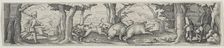 Boar Hunt. Creator: Virgilius Solis (German, 1514-1562)