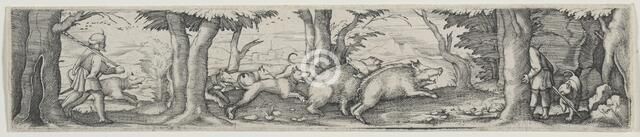 Boar Hunt. Creator: Virgilius Solis (German, 1514-1562).