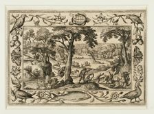 Boar Hunt, from Landscapes with Old and New Testament Scenes and Hunting Scenes, 1584. Creator: Adriaen Collaert