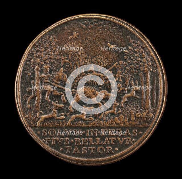 Boar Hunt [reverse], 1667/1682. Creator: Girolamo Paladino.