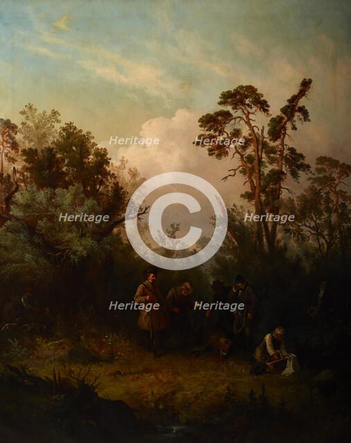 Boar-Hunting, 1857. Creator: Franciszek Kostrzewski.