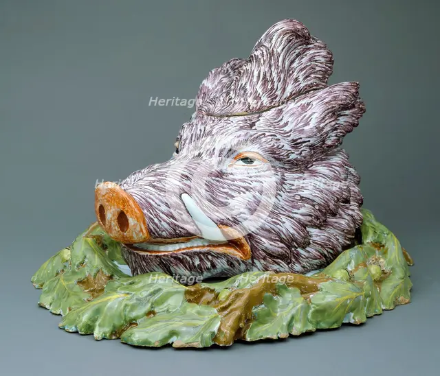 Boar's Head Tureen and Stand, c.1750. Creator: Unknown.
