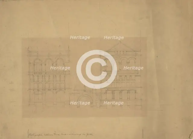 Board of Trade Building, Kansas City, Missouri, Front Elevation Study, c. 1887. Creator: Burnham and Root.