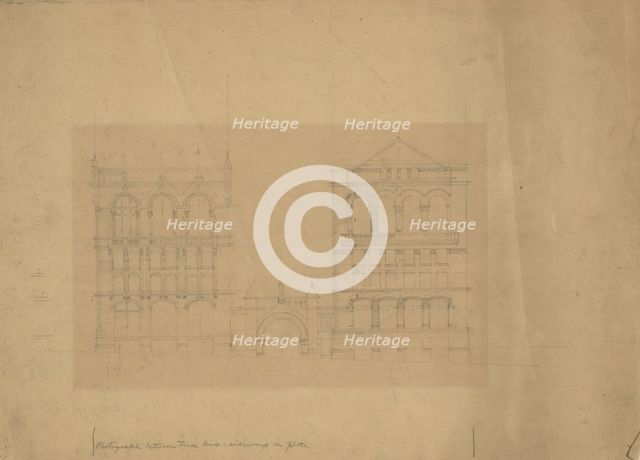 Board of Trade Building, Kansas City, Missouri, Front Elevation Study, c. 1887. Creator: Burnham and Root.
