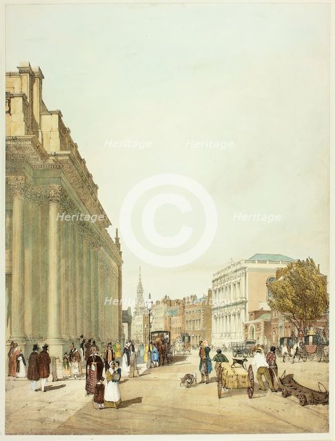 Board of Trade, Whitehall, from Downing Street, plate eight from Original Views of London as..., 184 Creator: Thomas Shotter Boys.