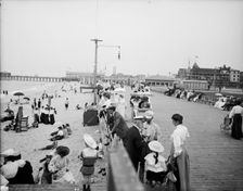 Board walk & beach, Asbury Park, N.J., c1905. Creator: Unknown