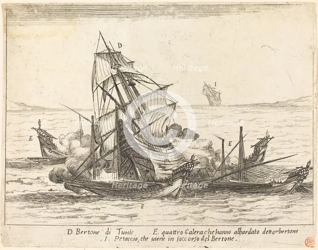 Boarding of the Bertone, 1617. Creator: Jacques Callot.
