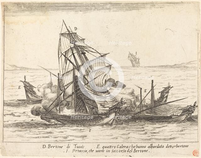 Boarding of the Bertone, 1617. Creator: Jacques Callot.