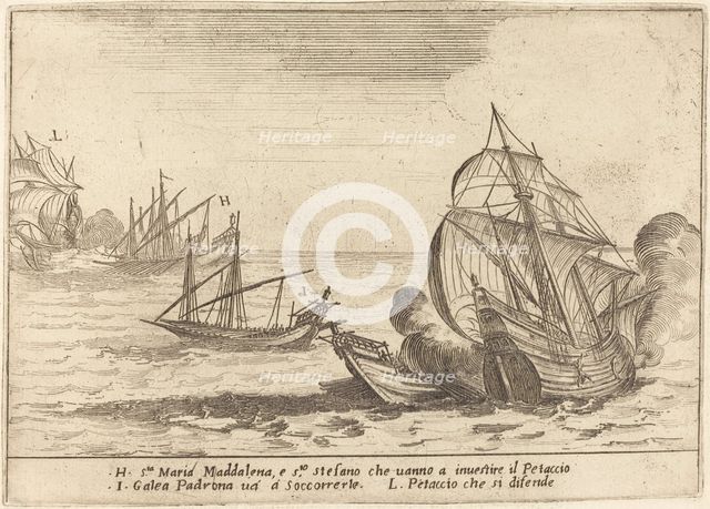 Boarding of the Petaccio, 1617. Creator: Jacques Callot.