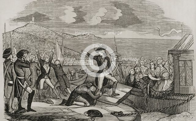 Boarding of the Portuguese Royal Family in the port of Lisbon on 29 November 1807, (1851). Creator: Unknown.