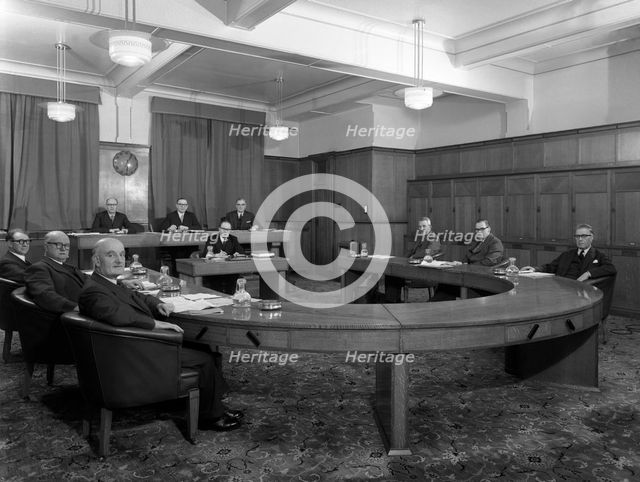 Boardroom scene at the Barnsley Co-op, South Yorkshire, 1957.  Creator: Michael Walters.