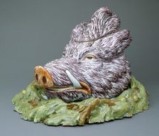 Boar's Head Tureen and Stand, c.1750. Creator: Unknown