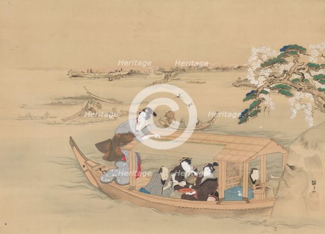 Boat to the Yoshiwara, 1800s. Creator: Teisai Hokuba (Japanese, 1771-1844).