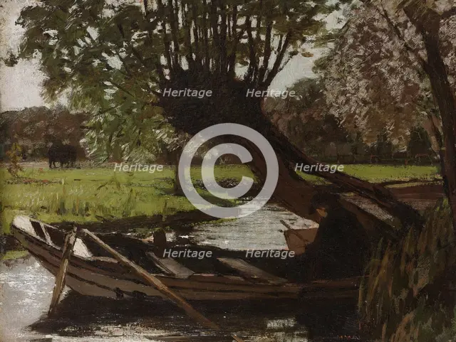 Boat with a Pollard Willow, 1863. Creator: Matthijs Maris.