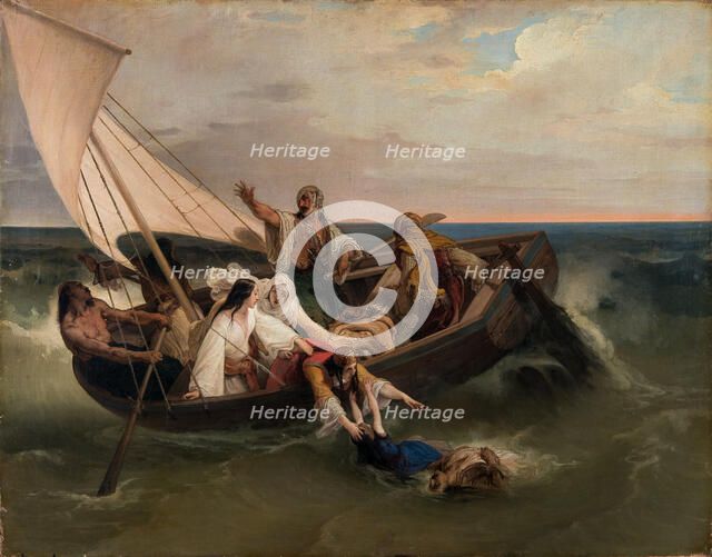 Boat with Greek Fugitives, 1834. Creator: Hayez, Francesco (1791-1882).