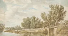 Boat and Bridge Scene, 1836. Creator: John Wilhelm Nahl