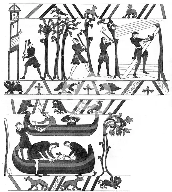 Boat and ship carpenters, c late 11th/early 12th century (1849). Artist: Unknown