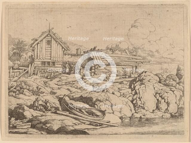 Boat at a River Bank with Three Goats, probably c. 1645/1656. Creator: Allart van Everdingen.