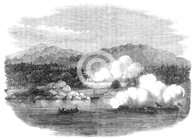 Boat Attack, by H.M.S. "Gorgon" on on of the Aland Isles, 1854. Creator: Unknown.