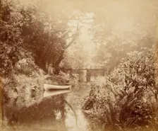 Boat, Bridge & River, Printed c.1855. Creator: John Dillwyn Llewelyn
