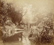Boat, Bridge & River, Printed c.1855. Creator: John Dillwyn Llewelyn