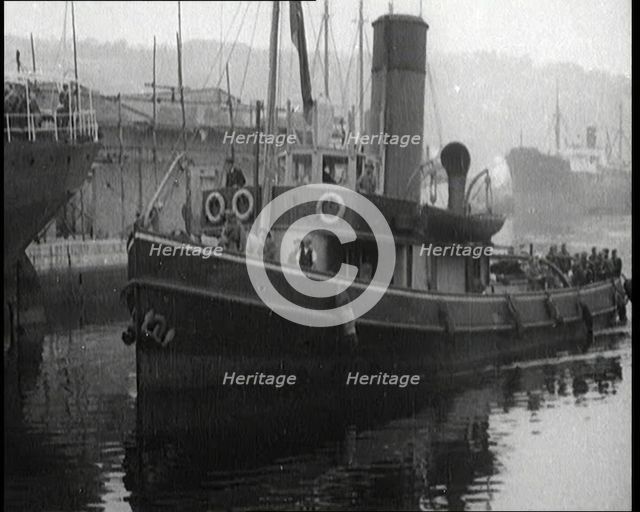 Boat Bringing Back the Body of Terence MacSwiney to Cork Harbour After He Died on Hunger Strike,1920 Creator: British Pathe Ltd.