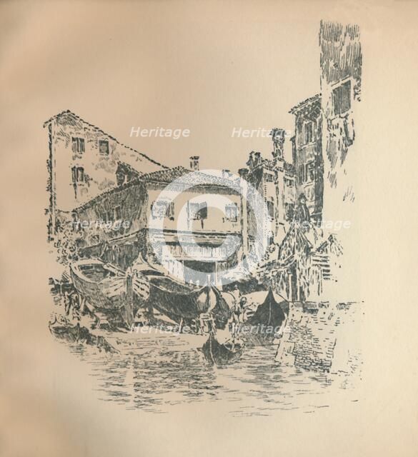 'Boat Building, Venice', 1905, (1925). Creator: Joseph Pennell.