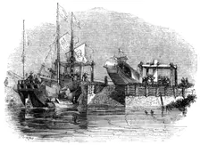 Boat drawn over a sluice or lock on a canal 1847. Artist: Giles