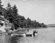 Boat house at Rogers Rock, Lake George, N.Y., between 1900 and 1910. Creator: William H. Jackson