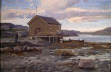 Boat House in Flatanger, probably 1896. Creator: Fredrik Jonas Lucian Botfield Collett