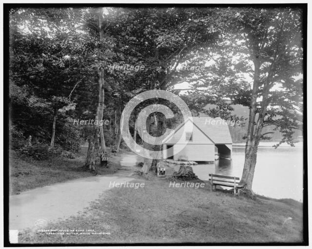 Boat house on Echo Lake, Franconia Notch, White Mountains, c1901. Creator: Unknown.