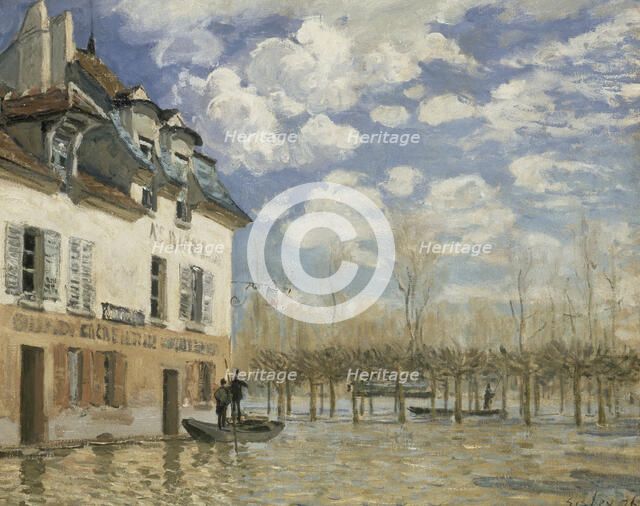 Boat in the Flood at Port Marly, c. 1876. Artist: Sisley, Alfred (1839-1899)