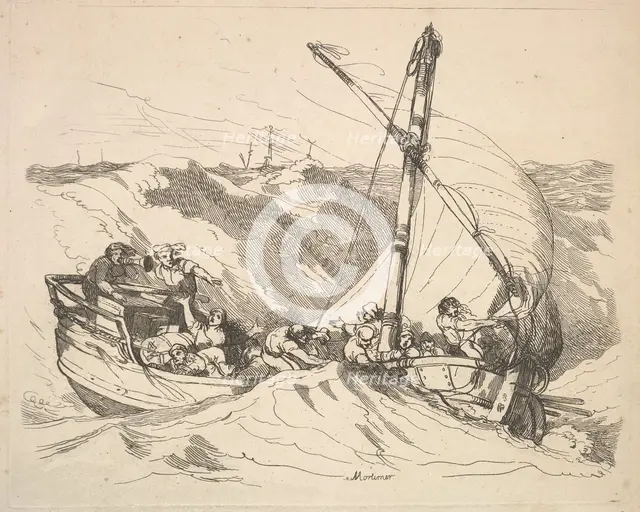 Boat in a Storm at Sea, 1784-88. Creator: Thomas Rowlandson.