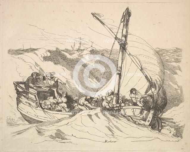 Boat in a Storm at Sea, 1784-88. Creator: Thomas Rowlandson.