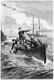 Boat of the Deerhound rescuing Captain Raphael Semmes, 1864 (c1880)