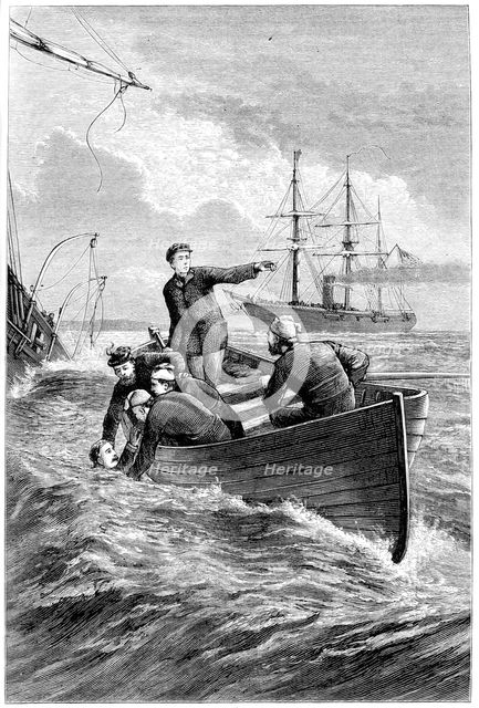 Boat of the 'Deerhound' rescuing Captain Raphael Semmes, 1864 (c1880). Artist: Unknown