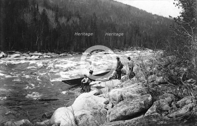 Boat on the Rocks Near the Mrassu Rapids, 1913. Creator: GI Ivanov.