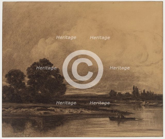 Boat on the River, 19th century. Creator: Charles Francois Daubigny.