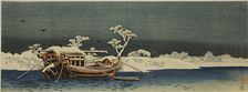 Boat on a river in snowy weather, before 1910. Creator: Takahashi, Hiroaki (1871-1945)