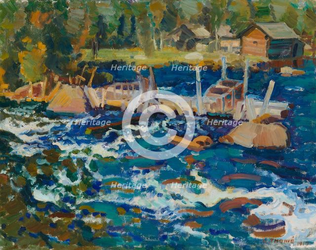 Boat pier, 1917. Creator: Verner Thome.